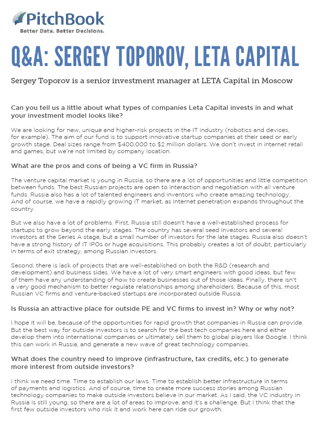 Interview with Sergey Toporov, LETA Capital