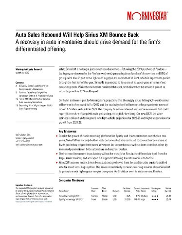 Auto Sales Rebound Will Help Sirius XM Bounce Back